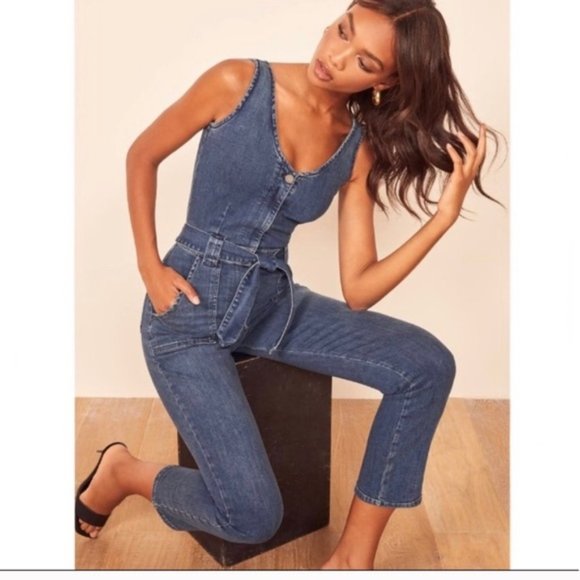 Reformation Pants - NWOT Reformation Minka Brisbane Denim Jumpsuit